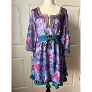 Lulumari Floral Boho Fairy Dress NWT Size L | Cottagecore Whimsygoth Whimsical